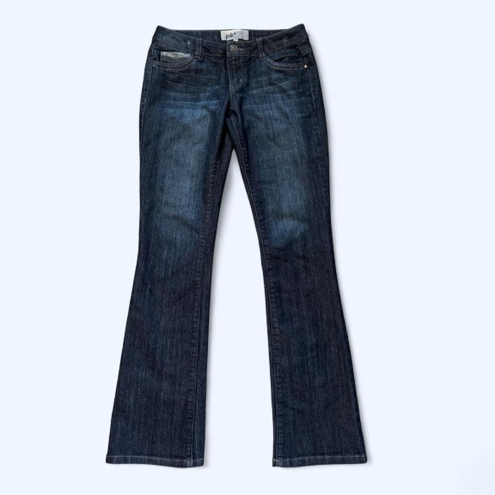 Y2K Jolt Women's Dark Wash Faded Low Rise Flare Jeans